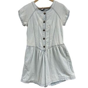 Tower‎ Hill Vintage Denim Romper One Piece Button Down Casual shorts bodice 10